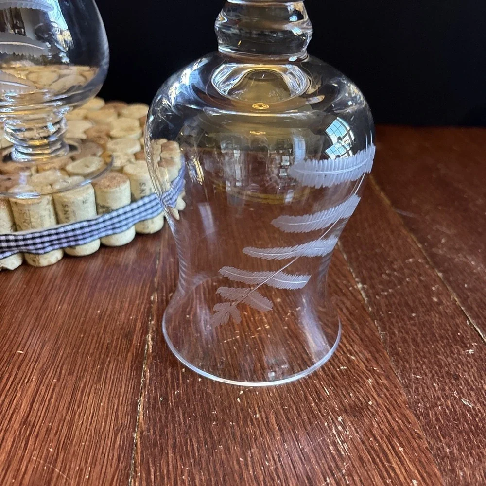 New Carolina by Zodax Fern Sketch Glass‎ Small Hurricane Vase Set Of 2